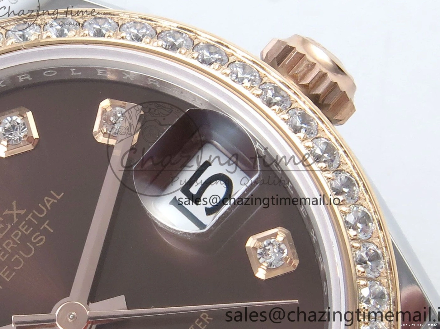 AAA Replica Watches 31 Oyster Dial 904L ETA Diamonds Bezel on RG WrinkleFree Best Diamonds Bracelet DateJust 278381RBR 373 Brown Steel ARF 1:1 SS Edition 1225